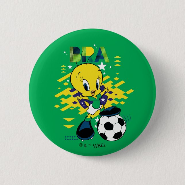 Bóton Redondo 5.08cm Equipe Gráfica do Futebol do Brasil da TWEETY™ (Frente)