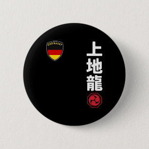 Bóton Redondo 5.08cm Equipe Karate Uechi Ryu Bandeira Alemã Japonesa