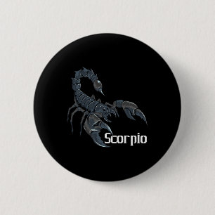 Bóton Redondo 5.08cm Escorpião - Símbolo Zodólogo Horoscópio Sobre-Astr