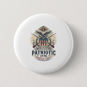 Bóton Redondo 5.08cm Escudo de Batalha Patriótico 1776 Símbolo Inspirad