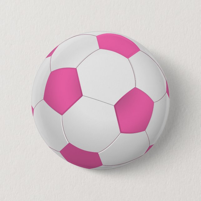 Bóton Redondo 5.08cm Esfera de futebol branca rosa-moderna (Frente)