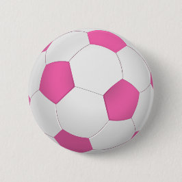 Bóton Redondo 5.08cm Esfera de futebol branca rosa-moderna