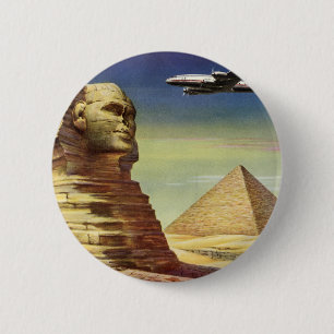 Bóton Redondo 5.08cm Esfinge do Excelente Vintage de Giza, Pirâmides do