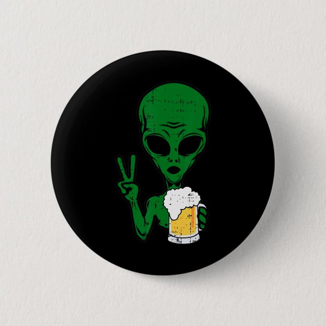 Bóton Redondo 5.08cm Espaço-51 Cerveja Alienígena Sinal de Paz Hallow B (Frente)