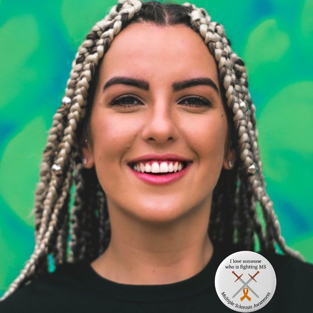 Bóton Redondo 5.08cm Espadas de Fita Laranja Sensibilização para Escler (Criador carregado)