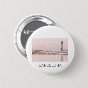 Bóton Redondo 5.08cm Espanha Catalunha de Barcelona Skyline Sunset