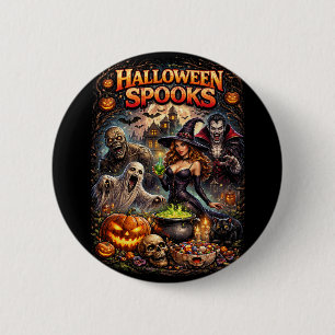 Bóton Redondo 5.08cm Espantos de Halloween