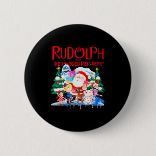 Bóton Redondo 5.08cm Especificação de Natal do Cute Rudolph The Red Nos