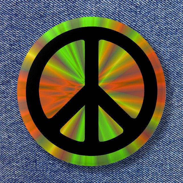 Bóton Redondo 5.08cm Espectáculo de Luz com Símbolo de Paz (Light Show with Peace Sign Button)