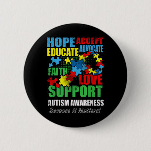 Bóton Redondo 5.08cm Esperança amor Fé Autismo Sensibilização Mulheres