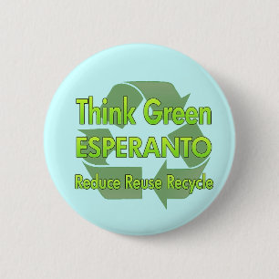 Bóton Redondo 5.08cm Esperanto do pense verde