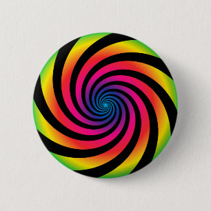 Bóton Redondo 5.08cm Espiral de néon de fascinação do Vortex da cor 