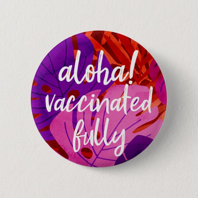 Bóton Redondo 5.08cm Espírito Ilha do Havaí Monstera Vacinado Vermelho (Frente)