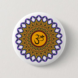 Bóton Redondo 5.08cm Espiritual Mandala Yoga Om Peacock Kaleidoscope