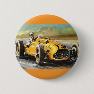 Bóton Redondo 5.08cm Esportes que competem, piloto amarelo do vintage