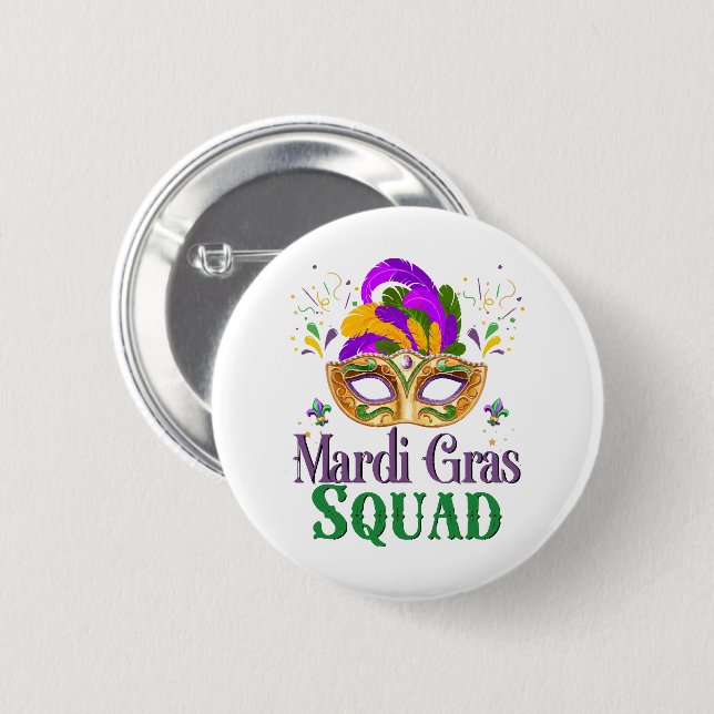 Bóton Redondo 5.08cm Esquadrão Mardi Gras (Frente & Verso)