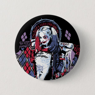 Bóton Redondo 5.08cm Esquadrão Suicida Harley Quinn Grafite Incluso