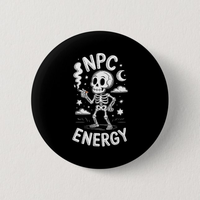 Bóton Redondo 5.08cm Esqueleto de energia Npc meme engraçado  (Frente)