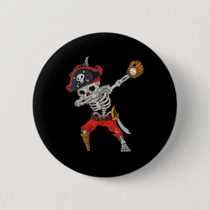 Bóton Redondo 5.08cm Esqueleto de Pirata de Beisebol Dabbing Engraçado