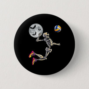 Bóton Redondo 5.08cm Esqueleto Engraçado Jogando Volleyll Feliz Dia das