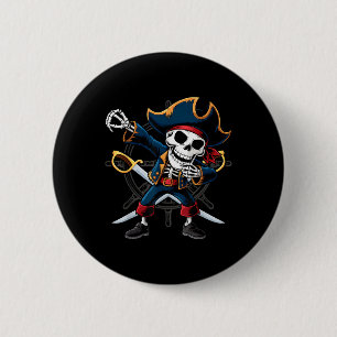 Bóton Redondo 5.08cm Esqueleto Pirata Dabbing Halloween Kids Jolly Roge