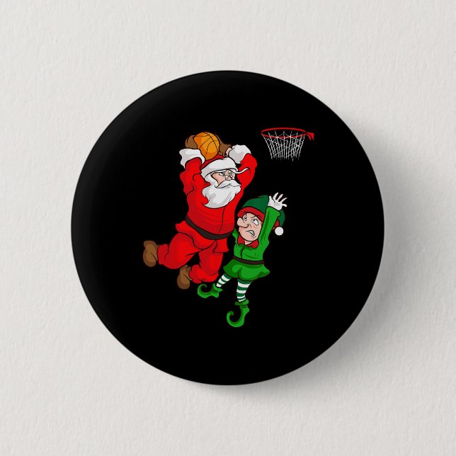 Bóton Redondo 5.08cm Esquema de Natal Santa Claus Slam Dunk Elf Engraça (Frente)