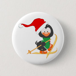 Bóton Redondo 5.08cm Esqui do pinguim do Natal