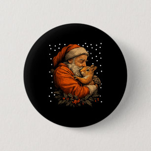 Bóton Redondo 5.08cm Esquilo de Natal e Papai Noel Floresta Animal P