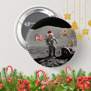 Bóton Redondo 5.08cm Esse É um Pequeno Passo para o Papai Noel Apollo 1