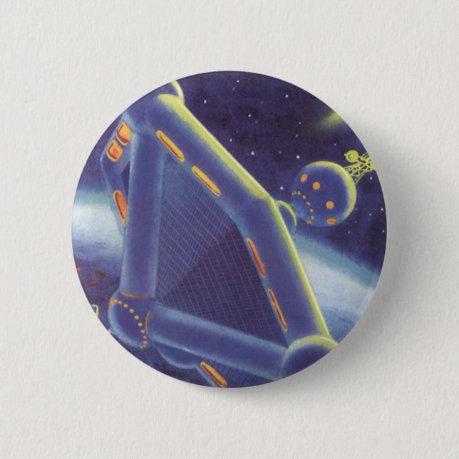 Bóton Redondo 5.08cm Estação Espacial Orbitando Ficção Científica Vinta (Frente)