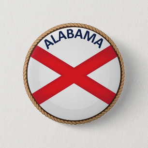 Bóton Redondo 5.08cm Estado de botão do selo da bandeira de Alabama