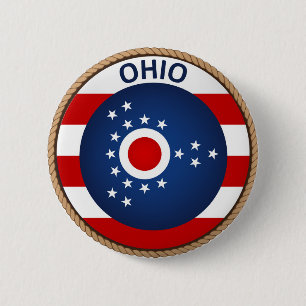 Bóton Redondo 5.08cm Estado de botão do selo da bandeira de Ohio