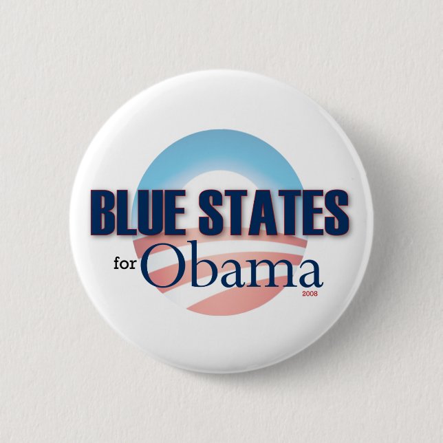 Bóton Redondo 5.08cm Estados Azuis para Obama (Frente)