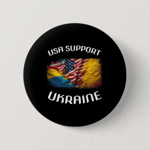 Bóton Redondo 5.08cm Estados Unidos Apoiam a Ucrânia Stand EUA Ucranian