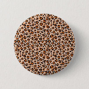 Bóton Redondo 5.08cm Estampa de leopardo laranja e marrom