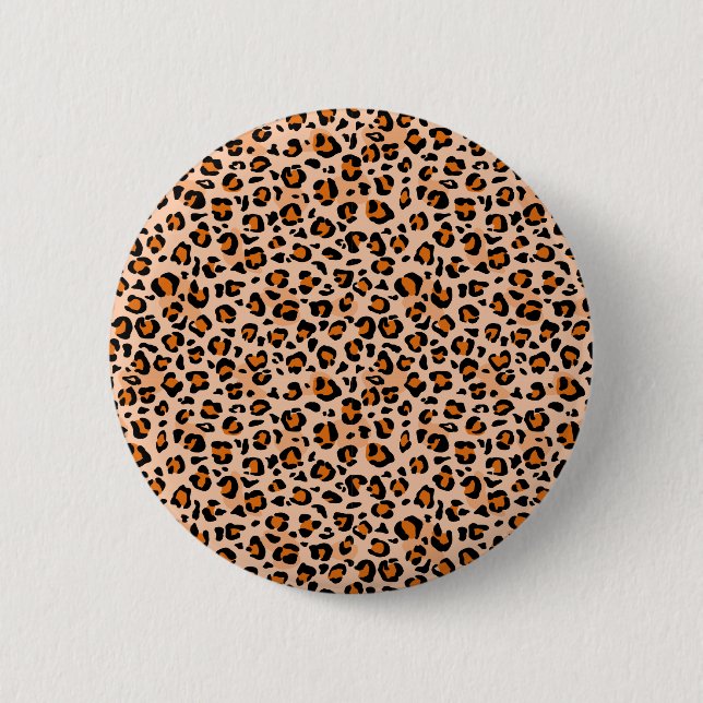 Bóton Redondo 5.08cm Estampa de leopardo laranja e marrom (Frente)