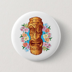 Bóton Redondo 5.08cm Estátua de Tiki dos desenhos animados
