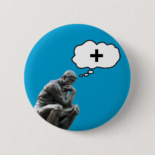 Bóton Redondo 5.08cm Estátua do Pensador de Rodin - Pense Positivo