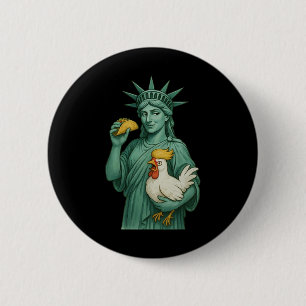 Bóton Redondo 5.08cm Estátua do Vamos Patriótico Engraçado da Liberdade