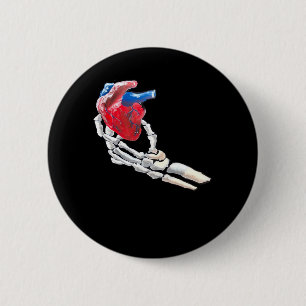 Bóton Redondo 5.08cm Este É O Meu Coração - Mãos Do Coração De Esquelet