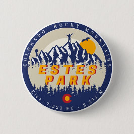 Bóton Redondo 5.08cm Estes Park Colorado Flag Mounts Caminhando de Souv