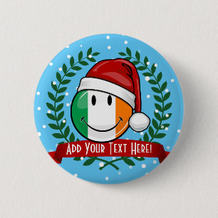 Bóton Redondo 5.08cm Estilo de Natal Sorrindo Bandeira Irlandesa