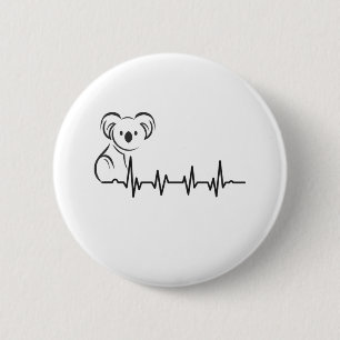 Bóton Redondo 5.08cm Estilo de Vintage Retro Heartbeat Animais Koala Pr