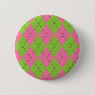 Bóton Redondo 5.08cm Estilo rosa e verde