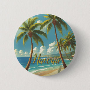 Bóton Redondo 5.08cm Estilo Vintage Havaiano Viagem Aloha Do Havaí