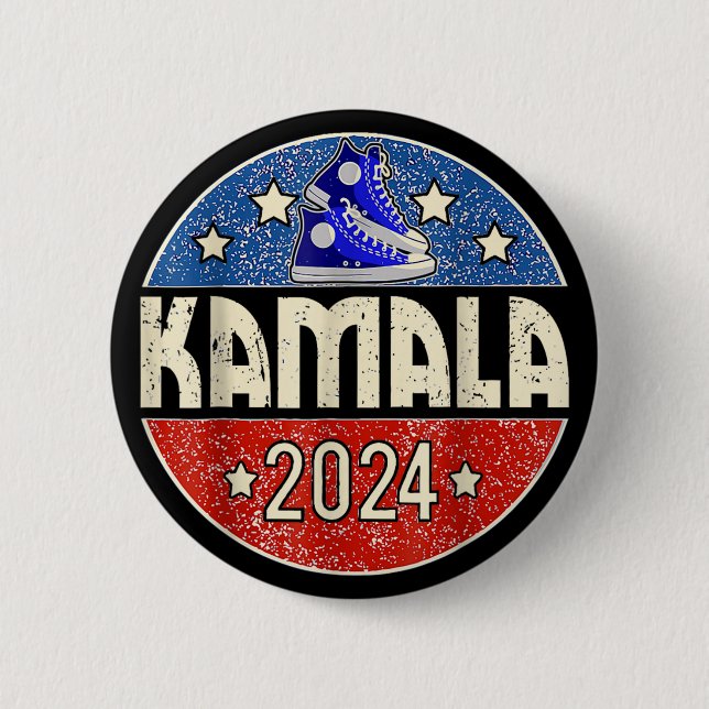 Bóton Redondo 5.08cm Estou com seu voto em Kamala pelo presidente Kamal (Frente)