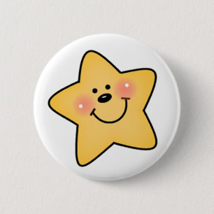 Bóton Redondo 5.08cm Estrela amarela de sorriso