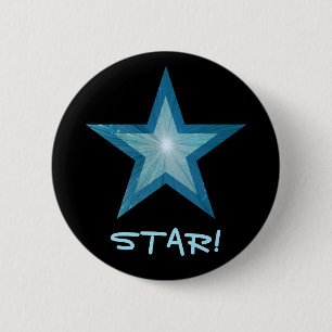 Bóton Redondo 5.08cm Estrela Azul! botão preto