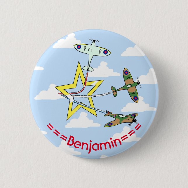 Bóton Redondo 5.08cm Estrela Azul do Céu Spitfire Medalha Redonda 6 Cm (Frente)
