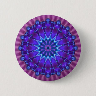 Bóton Redondo 5.08cm Estrela da mandala na flor magenta do azul